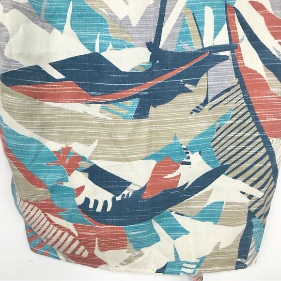 Prana MCKENZIE Blue Orange Abstract Tropical Print Tie Front Tank Blouse - Picture 12 of 15